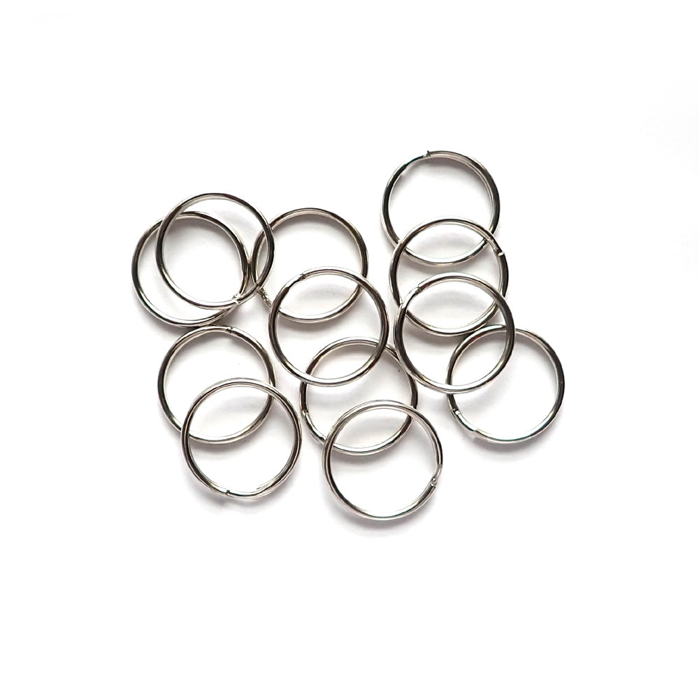 1" Metal Key Rings, Nickel Plated, about 12 pcs