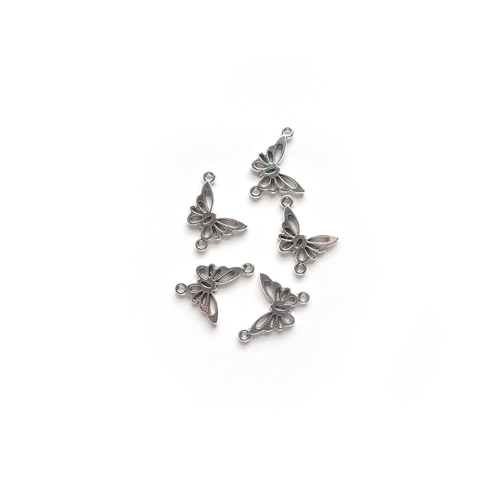 Butterfly Metal Links, Silver Tone, about 5 pcs
