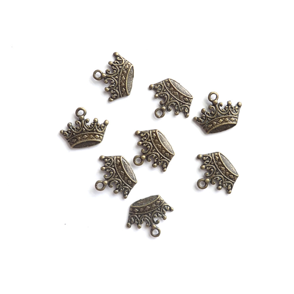 Crown Metal Charms, Antique Bronze Color, about 8 charms, for jewelry making & crafts