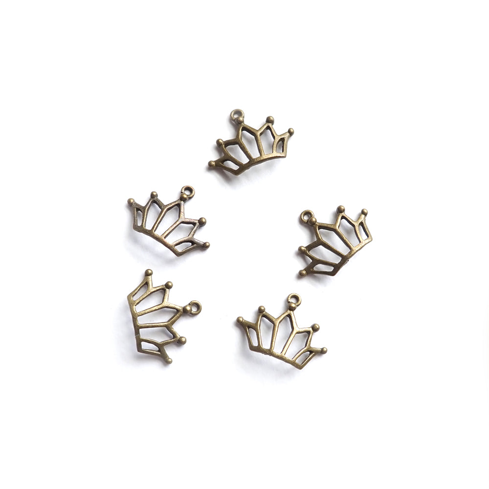 Large Crown Metal Charms, Antique Bronze Color, about 5 charms, for jewelry making & crafts