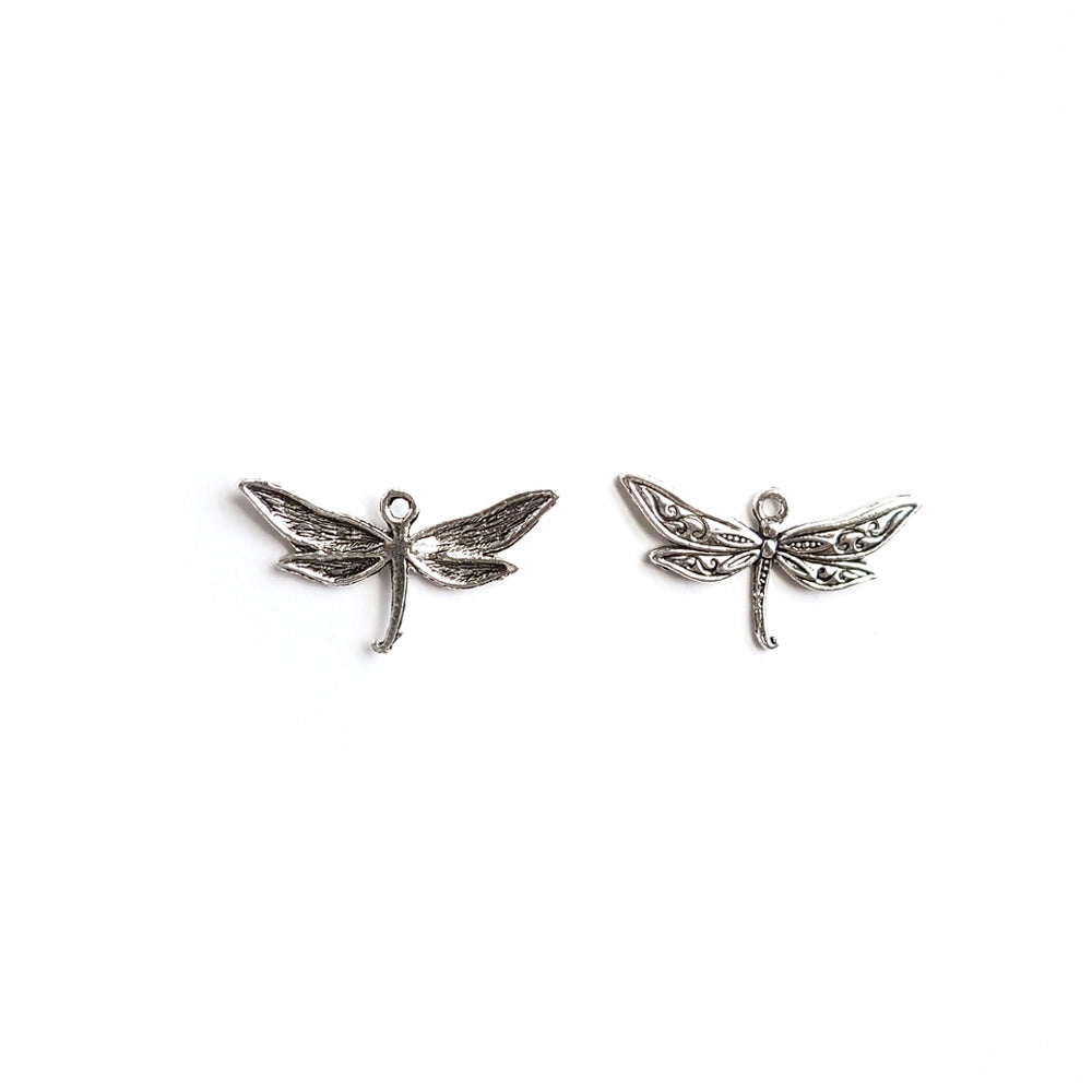 Large Dragonfly Metal Charms, Silver Color, 5 charms, for jewelry making & crafts