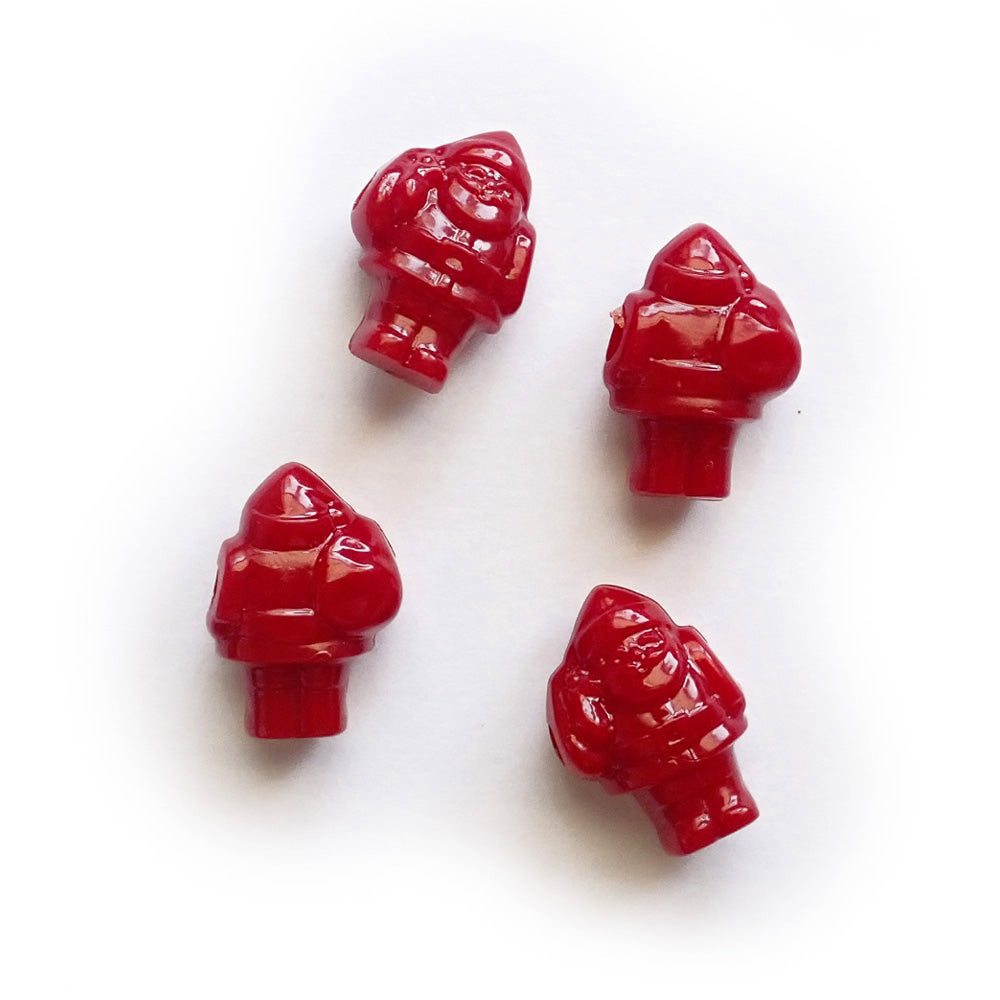 Christmas Santa Red Plastic Beads, 24 beads