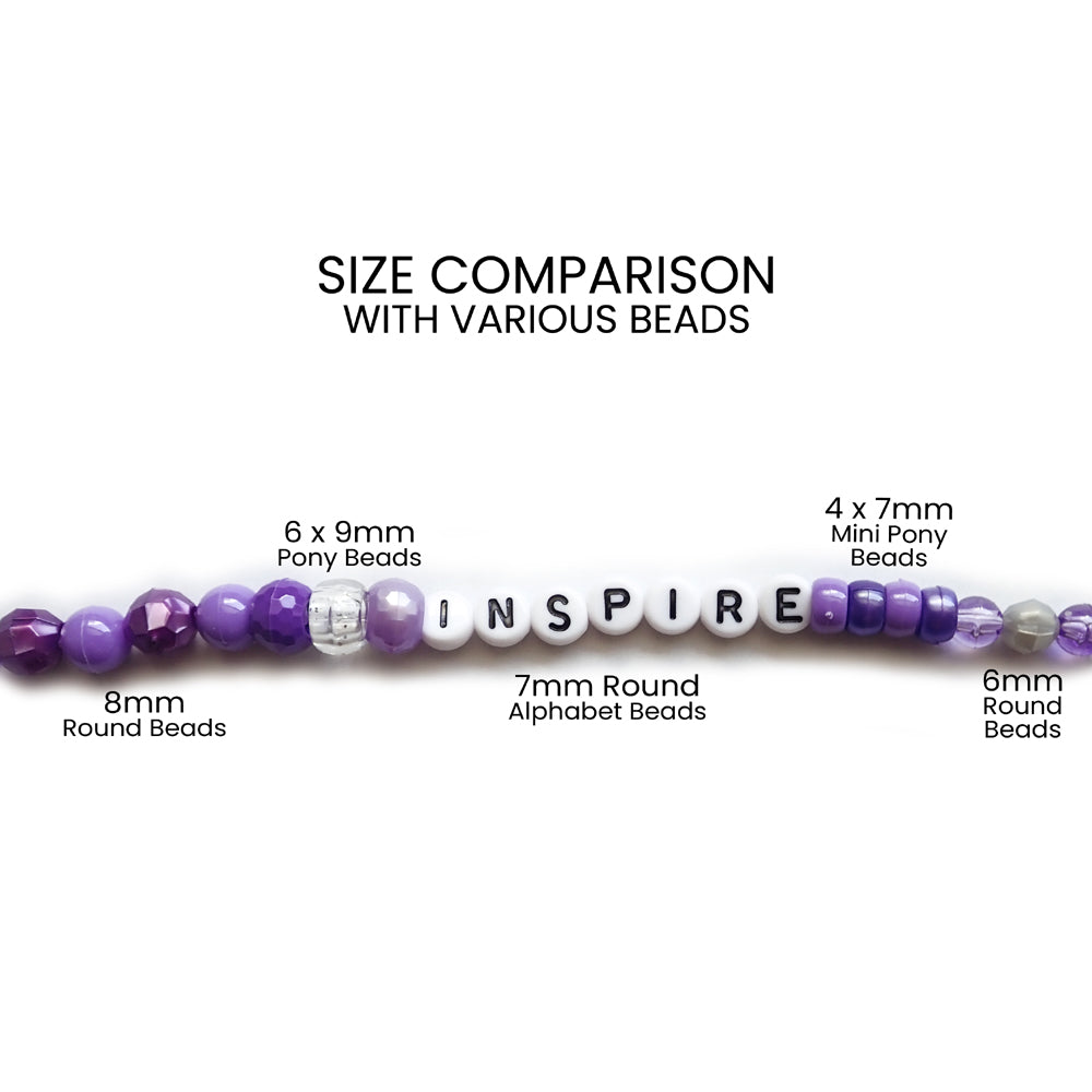 Plastic White Mixed Number Beads, 7mm Round, (Horizontal), 500 beads