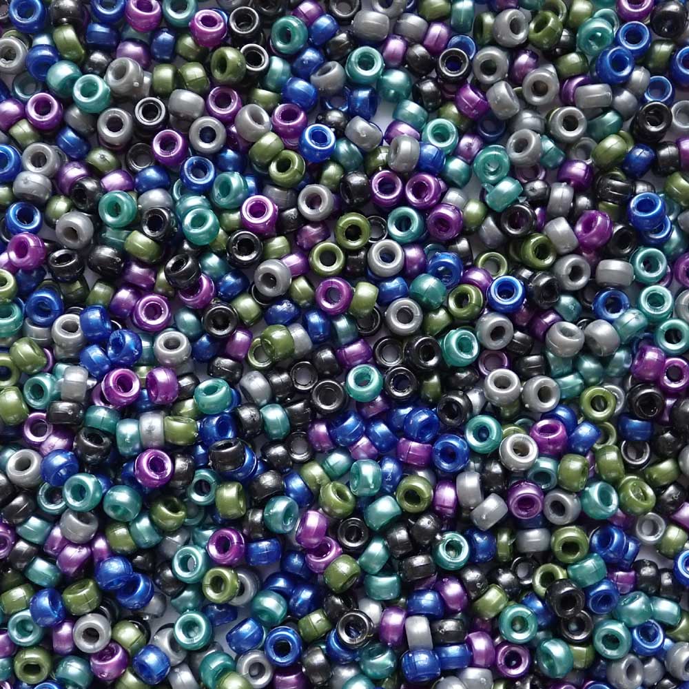 Cool Pearl Mix Plastic Mini Pony Beads 4 x 7mm, 1000 beads