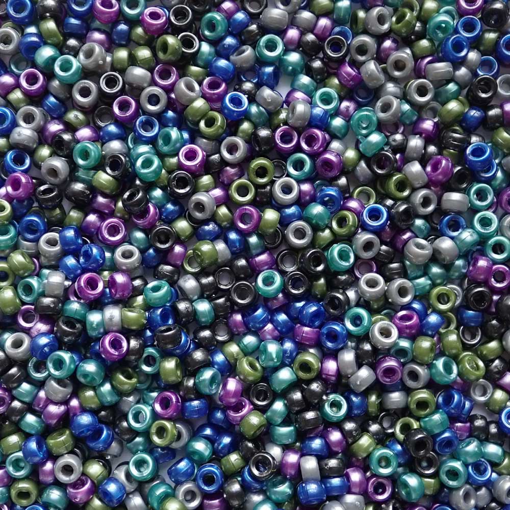 Cool Pearl Mix Plastic Mini Pony Beads 4 x 7mm, 1000 beads