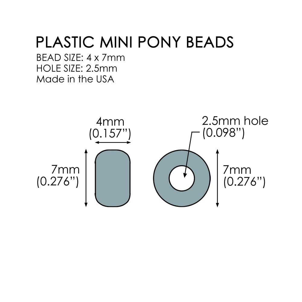 Bright Glitter Mix Plastic Mini Pony Beads 4 x 7mm, 1000 beads