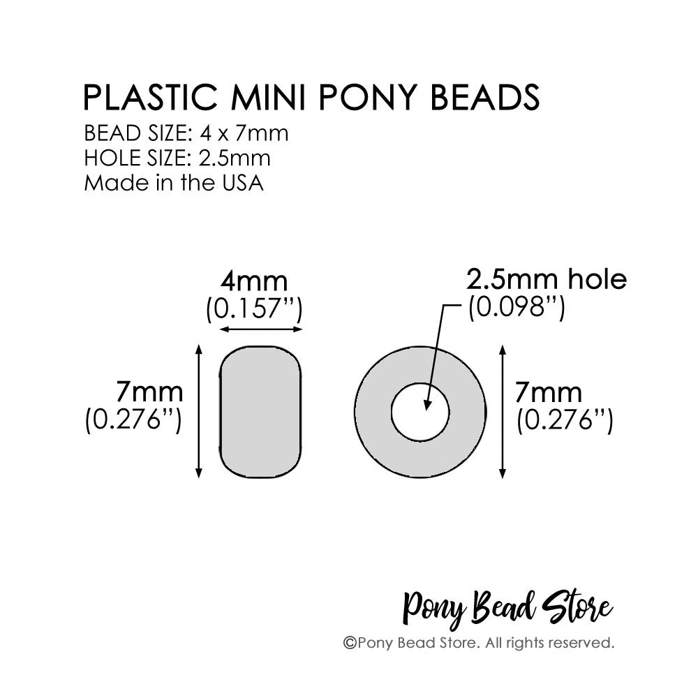 Bright Pearl Mix Plastic Mini Pony Beads 4 x 7mm, 1000 beads