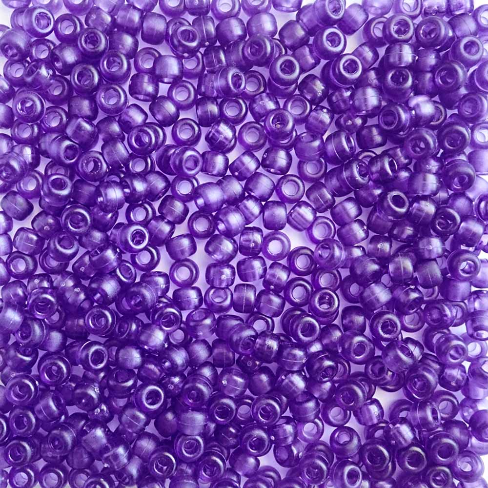 Matte Purple Transparent Frost Plastic Pony Beads 6 x 9mm, 500 beads