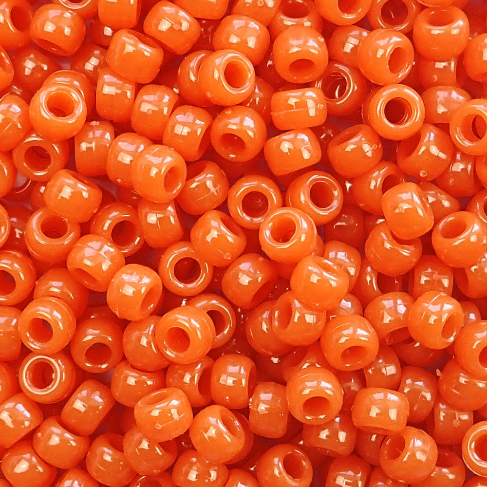 Orange Amber Plastic Pony Beads 6 x 9mm, 500 beads