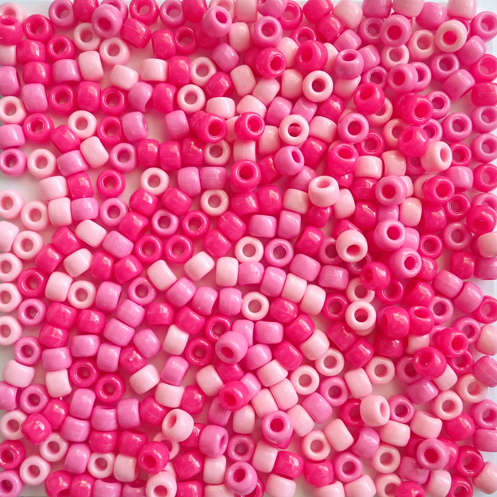 Ombre Mixes Pony Bead Kit, 4 mixes, Plastic Pony Beads 6 x 9mm, 1000 beads total
