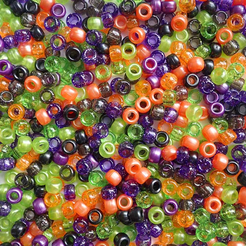 Halloween Sparkle & Shimmer Mix Plastic Pony Beads, 6 x 9mm, 500 beads