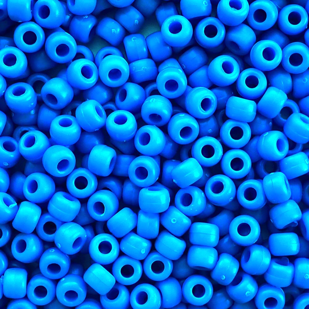 Matte True Blue Plastic Pony Beads 6 x 9mm, 500 beads