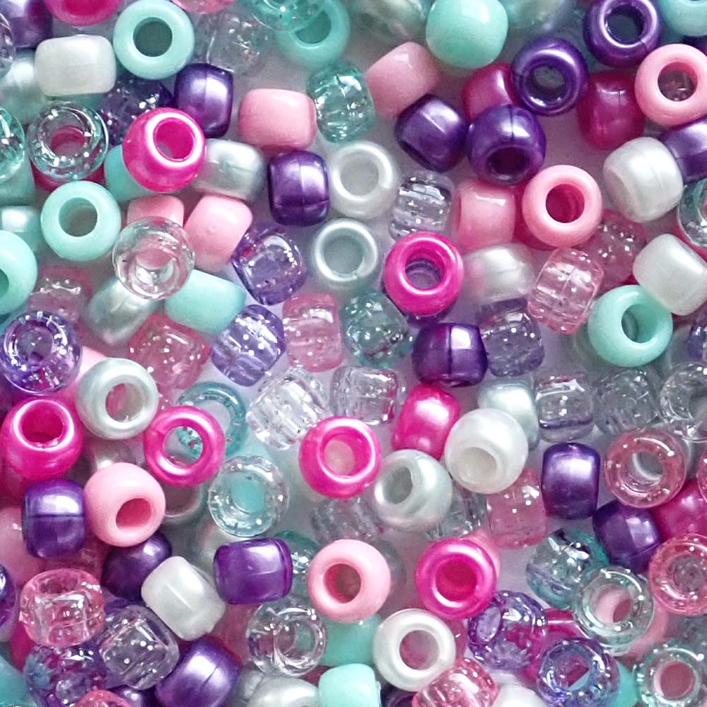 Fairy Princess Mix Plastic Pony Beads 6 x 9mm, 500 beads