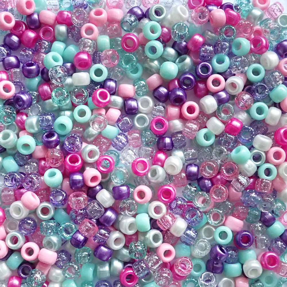 Fairy Princess Mix Plastic Pony Beads 6 x 9mm, 500 beads