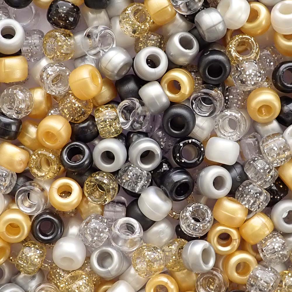 Gala Mix Plastic Pony Beads 6 x 9mm, 500 beads