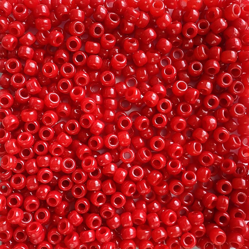 Harvest Red Plastic Pony Beads. Size 6 x 9 mm. Craft Beads.