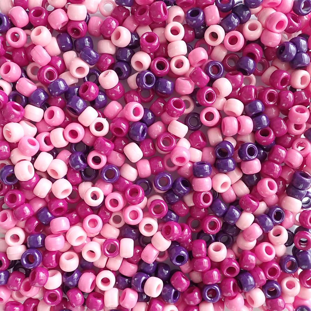 Sweeet Berry Mix Plastic Pony Beads. Size 6 x 9 mm. Craft Beads. Made in the USA.