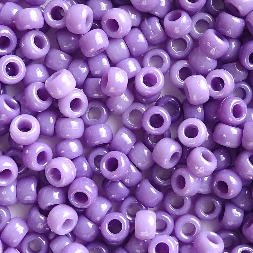 Lavender Marbled Plastic Pony Beads. Size 6 x 9 mm. Craft Beads.