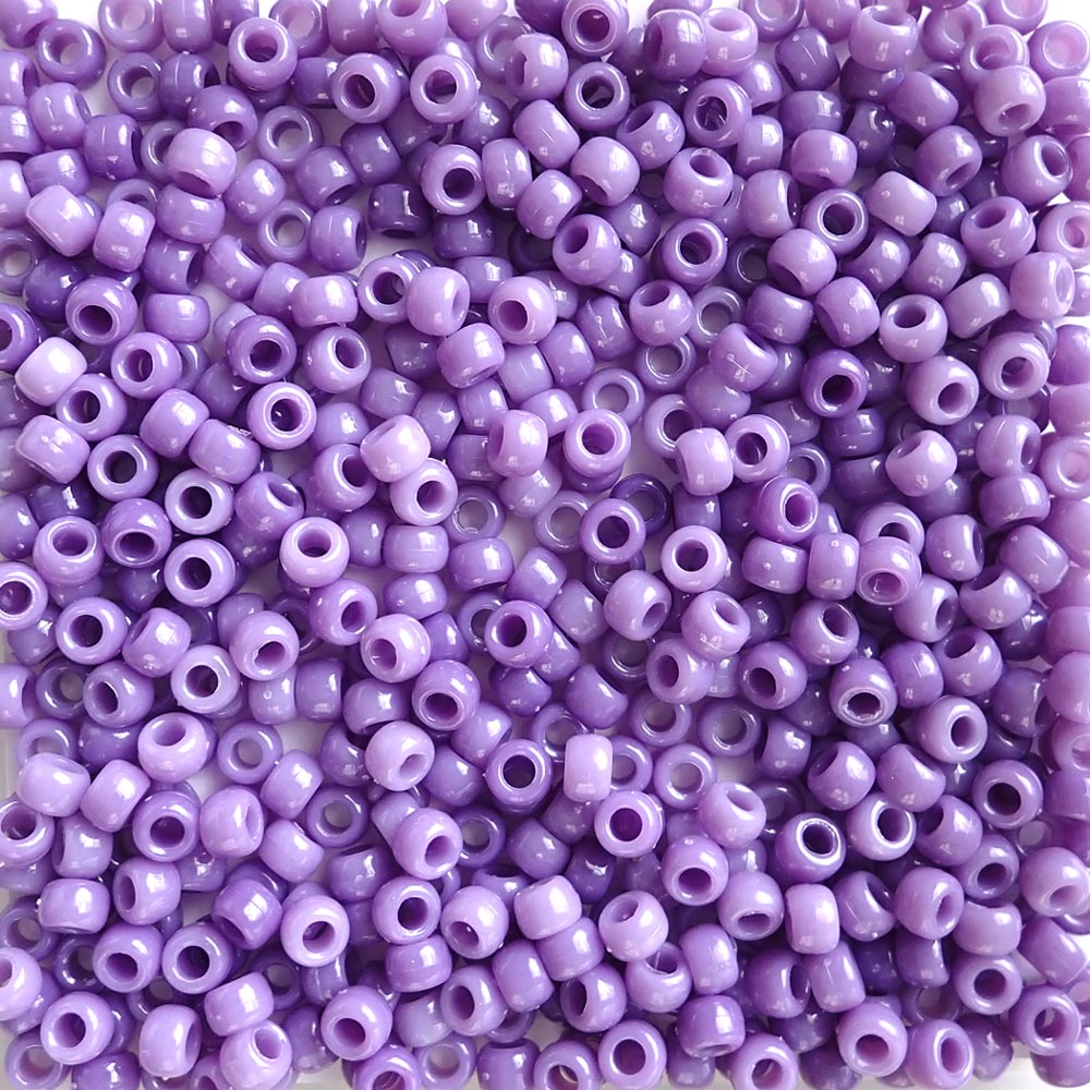 Lavender Marbled Plastic Pony Beads. Size 6 x 9 mm. Craft Beads.
