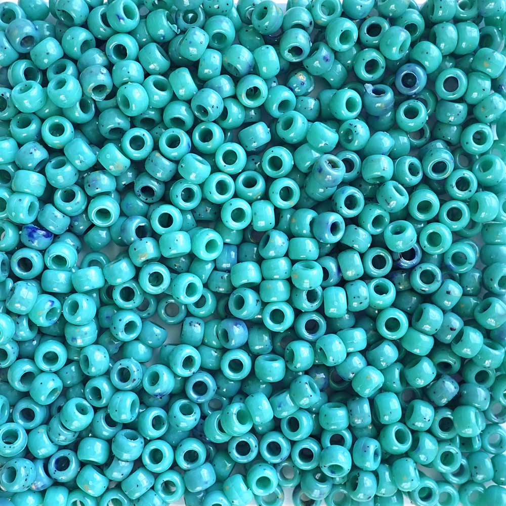 Green Turquoise Plastic Pony Beads. Size 6 x 9 mm. Craft Beads.