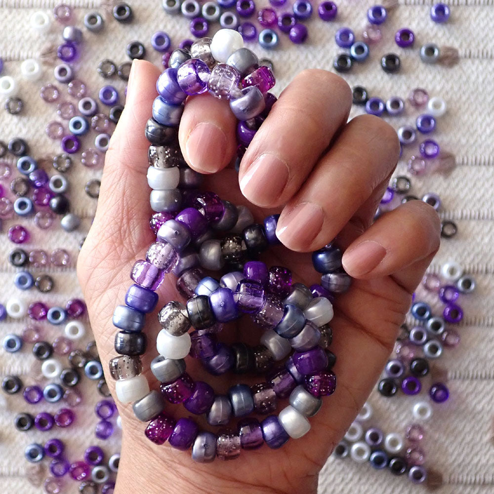 Mystic Purple Mix Plastic Pony Beads, 6x9mm, 500 beads