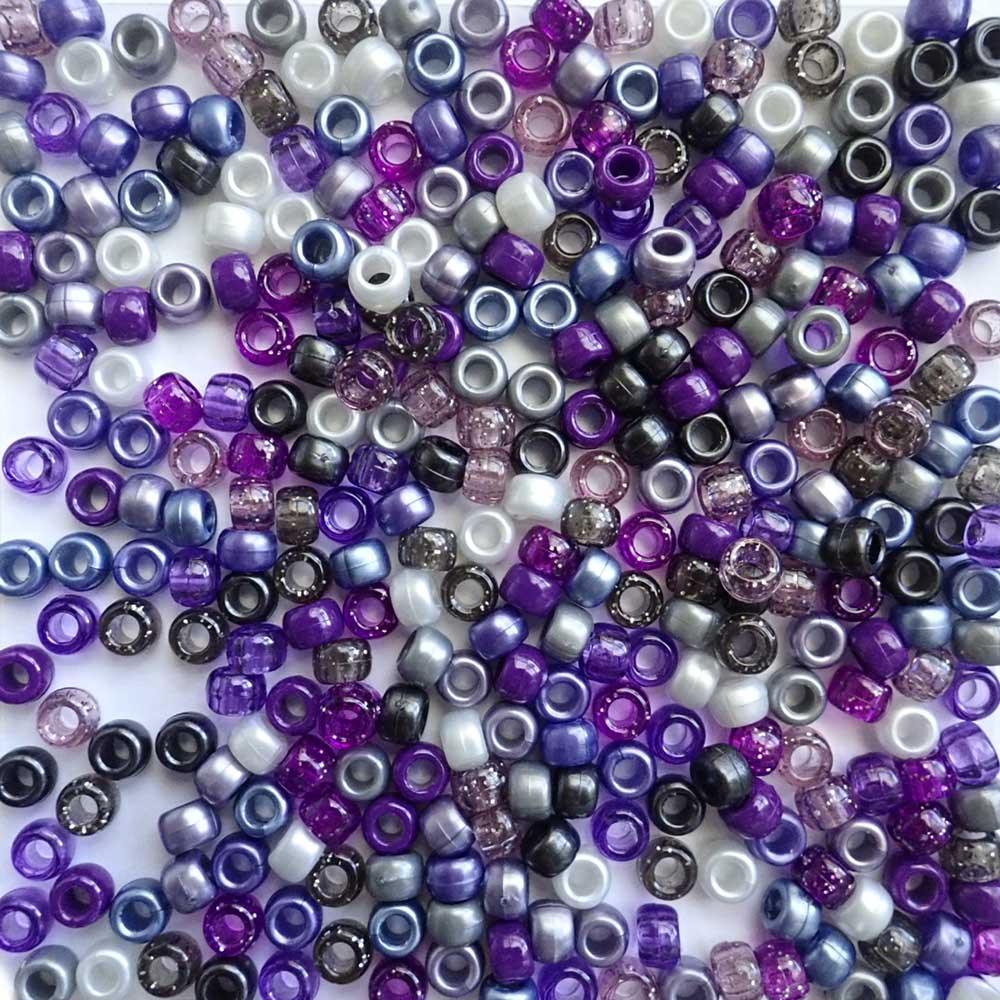 Mystic Purple Mix Plastic Pony Beads, 6x9mm, 500 beads