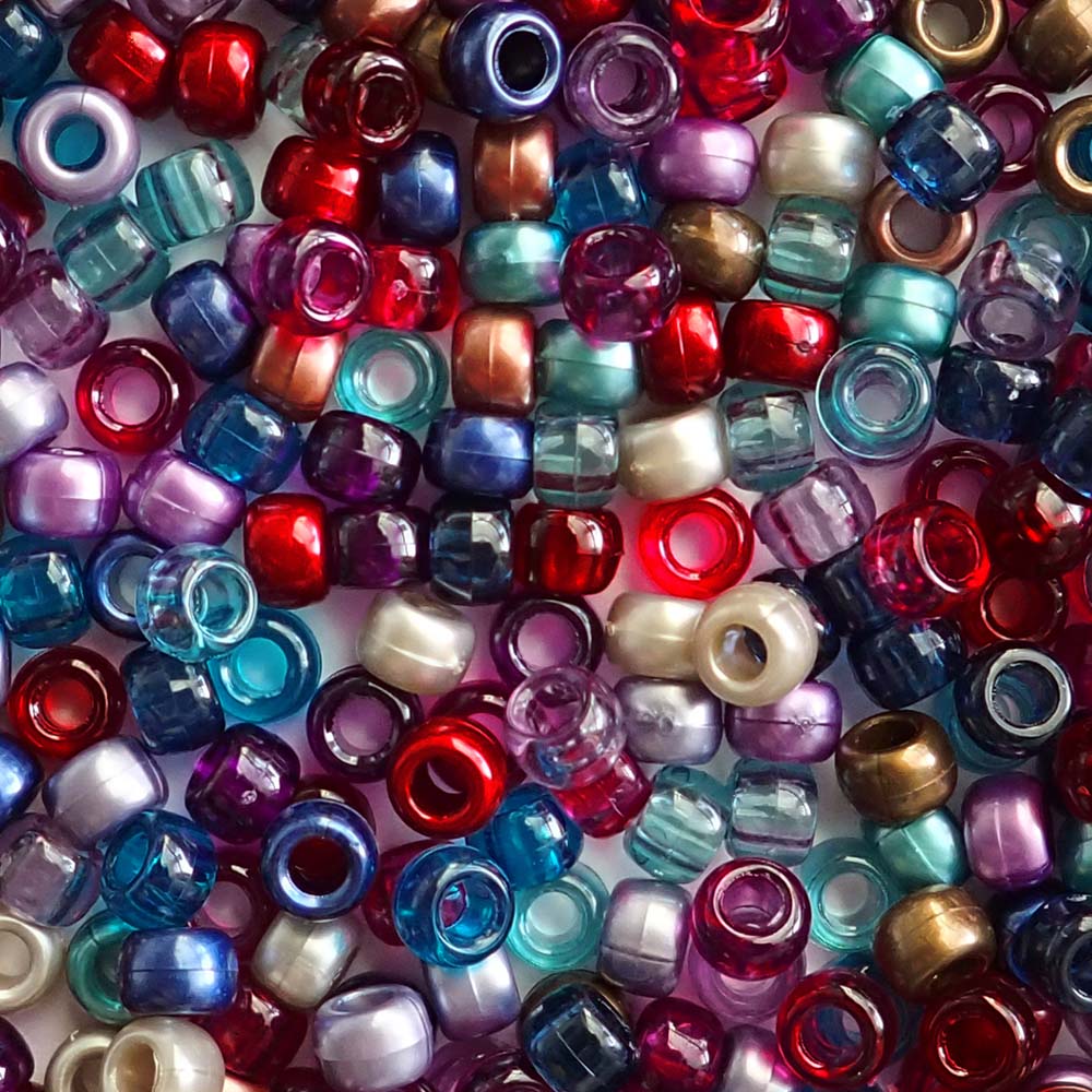Boho Gems Mix Plastic Pony Beads 6 x 9mm, 500 beads