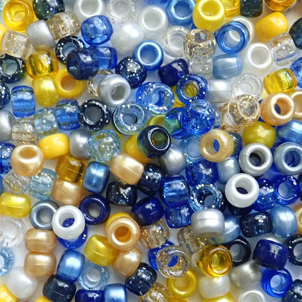Starry Nights Mix Plastic Pony Beads 6 x 9mm, 1500 beads