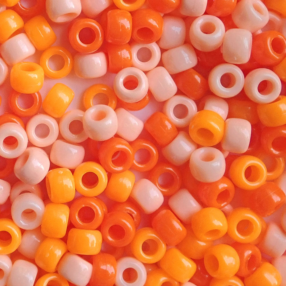 Orange Vibes Mix Plastic Pony Beads 6 x 9mm, 1500 beads