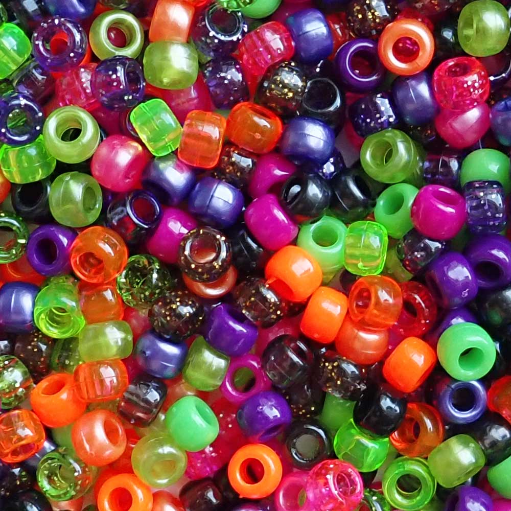 Halloween Monster Mix Plastic Pony Beads, 6 x 9mm, 500 beads