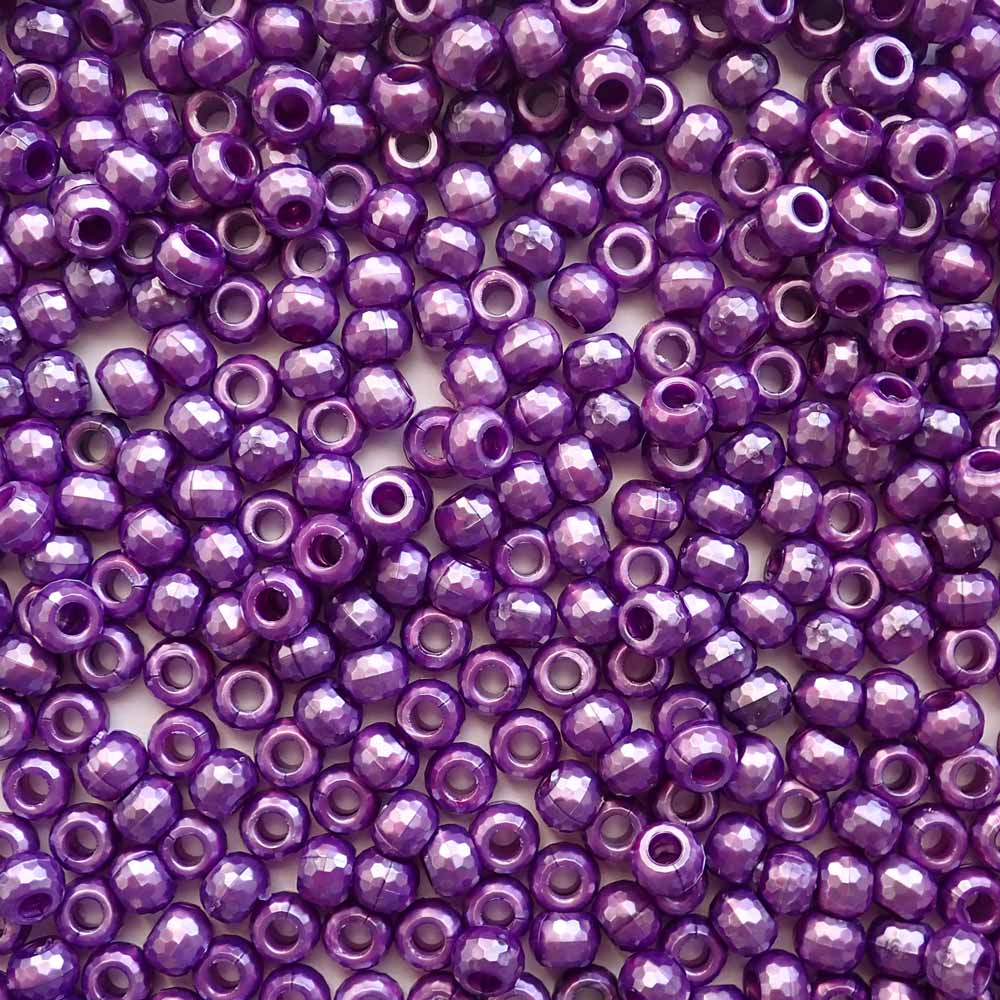 Violet Purple Pearl Plastic Faceted Rondelles Pony Beads, 6x9mm, 500 beads
