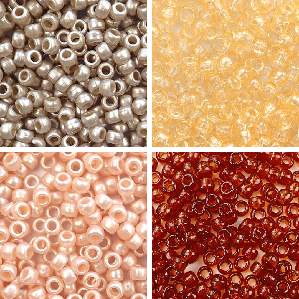 Golden Desert Earth Tones 4 Color Kit, Plastic Pony Beads 6 x 9mm, 1000 beads