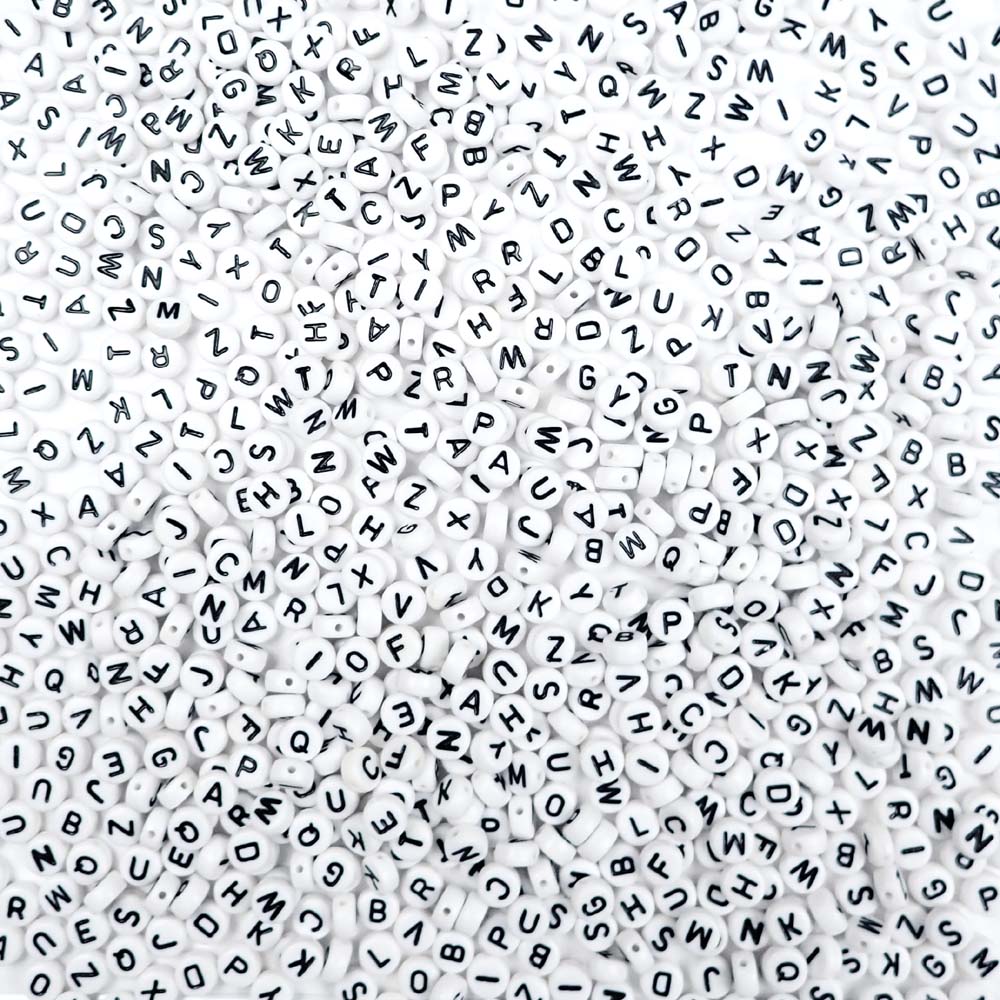 white round number beads