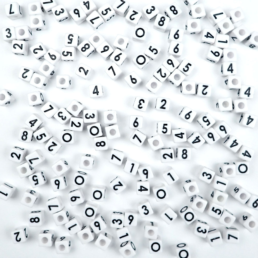 white cube vertical hole number beads