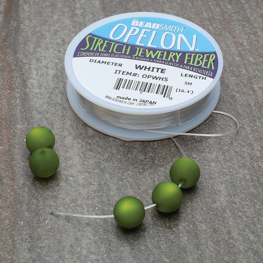 White Opelon Stretch Jewelry Cord, 0.8mm wide, 5 meters (16ft)