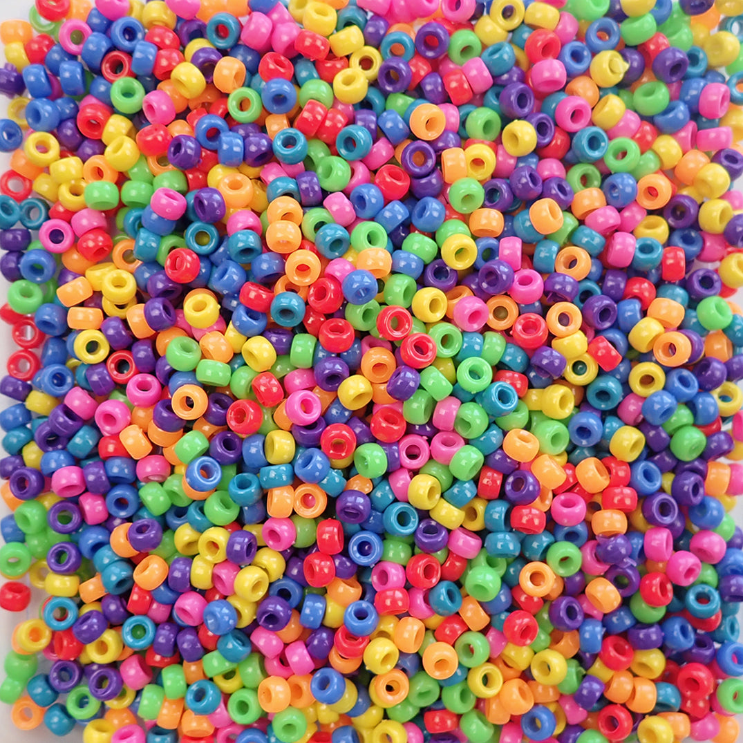 Circus Opaque Mix Plastic Mini Pony Beads 4 x 7mm, 1000 beads