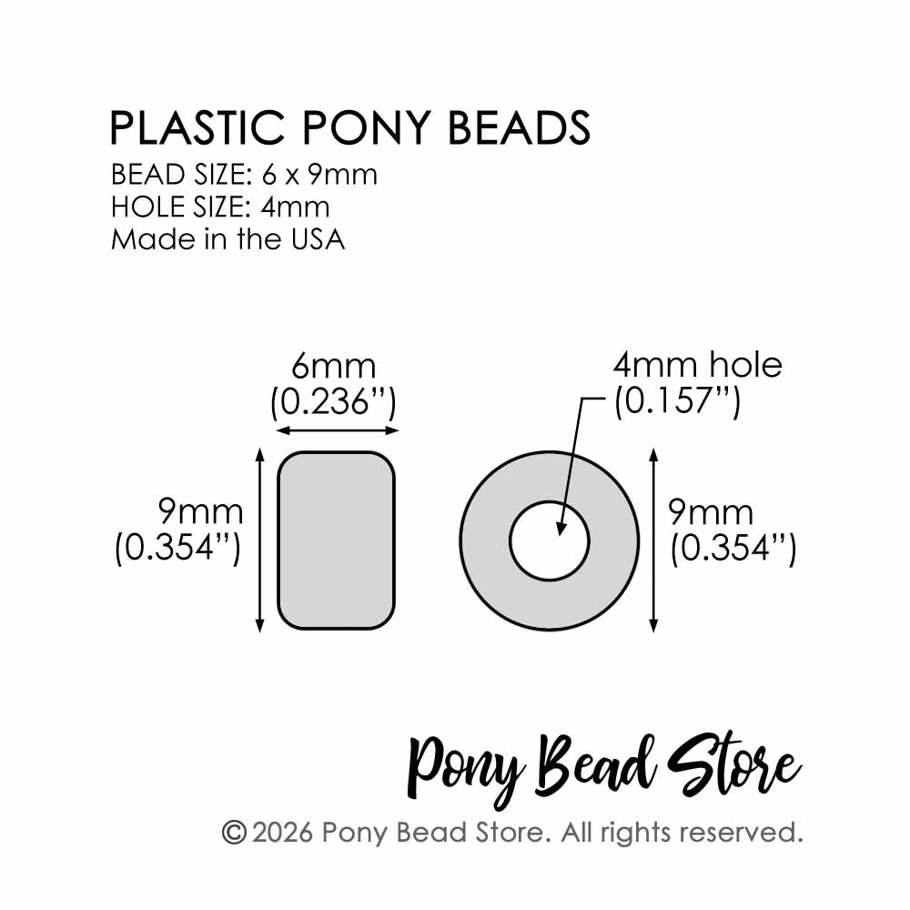 Cosmic Neon Mix Plastic Pony Beads, 6x9mm, 500 beads