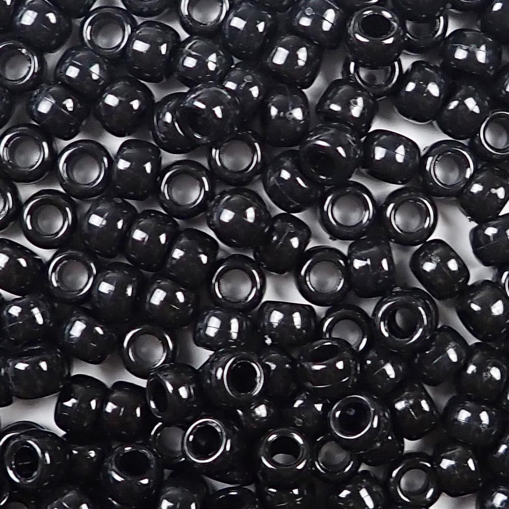 black 6 x 9mm plastic pony beads in bulk