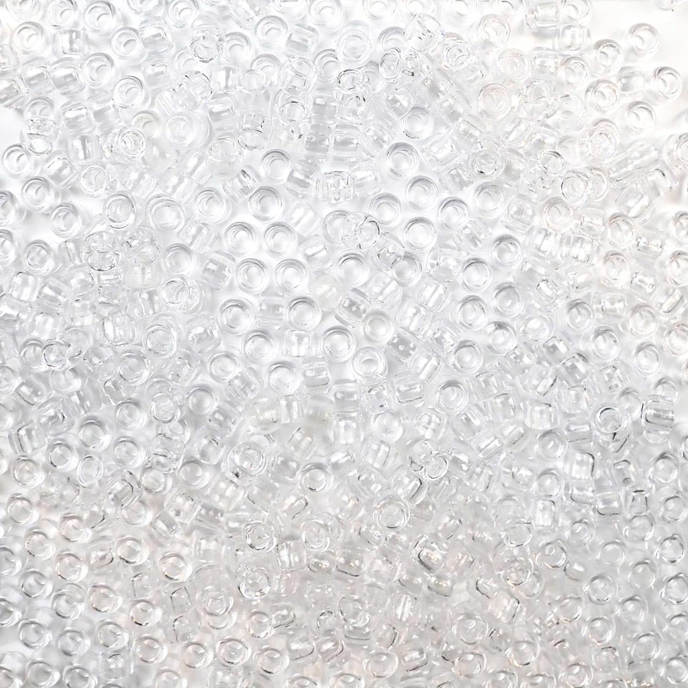6 x 9mm plastic pony beads in clear