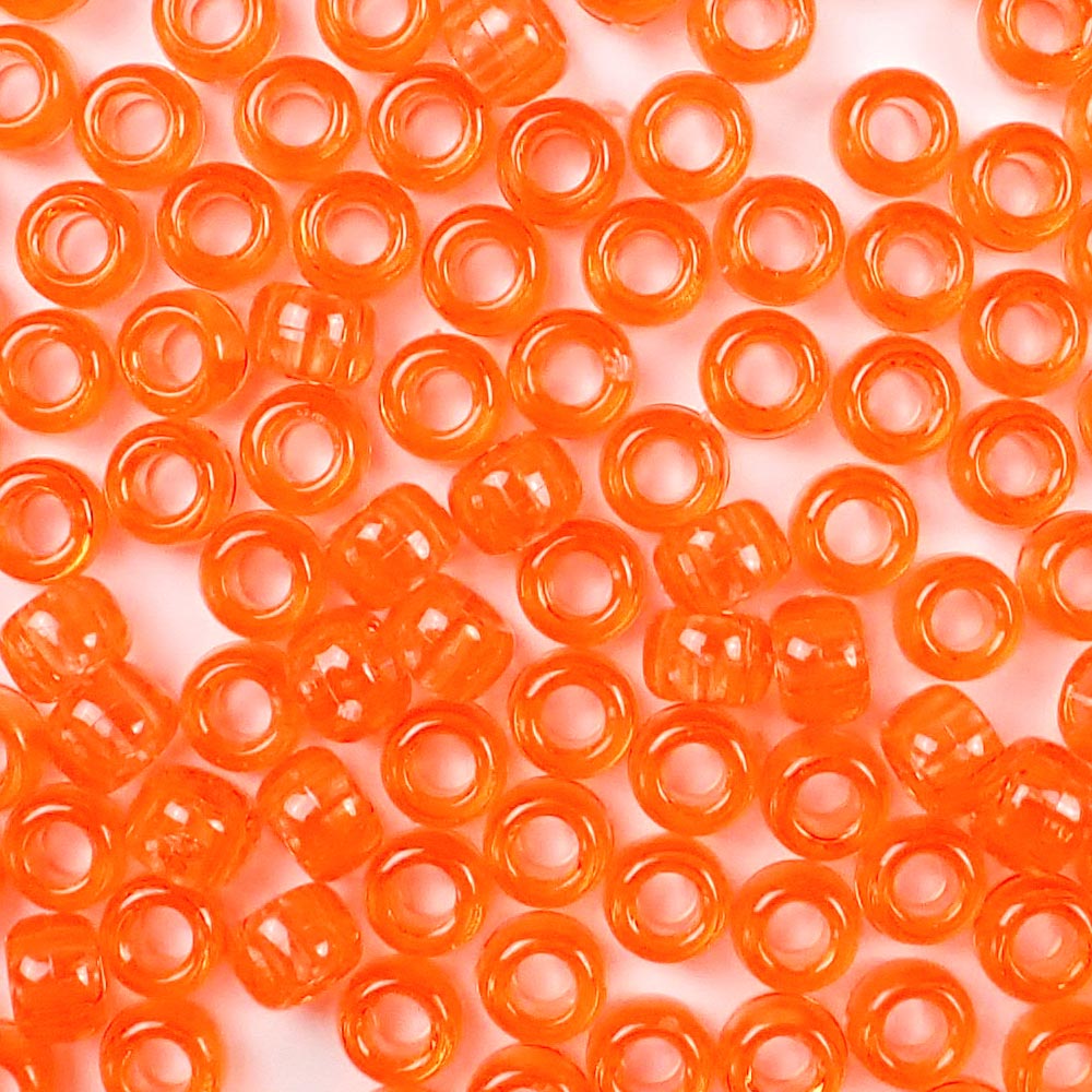 dark transparent orange 6 x 9mm plastic pony beads in bulk