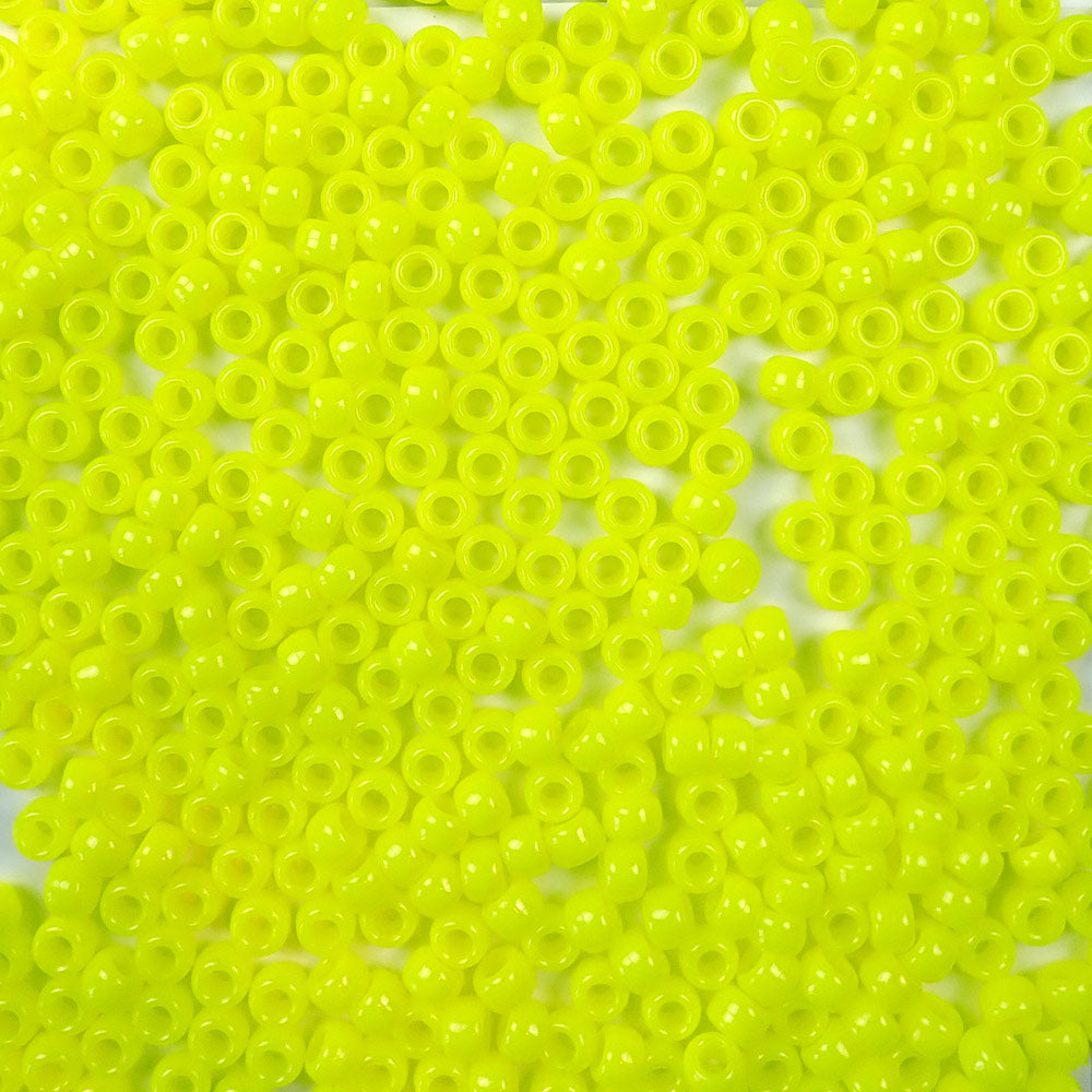 6 x 9mm plastic pony beads in neon yellow