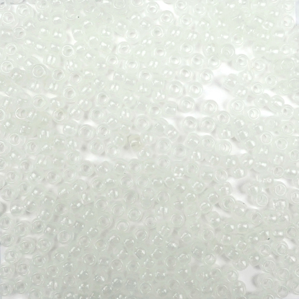 6 x 9mm plastic pony beads in white glow