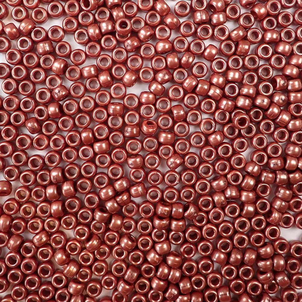 6 x 9mm plastic pony beads in antique copper pearl