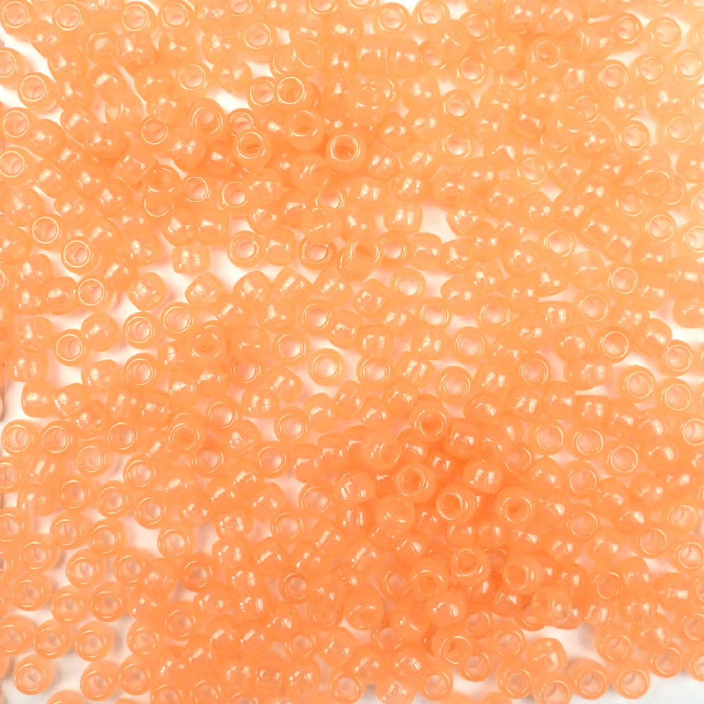 6 x 9mm plastic pony beads in orange glow