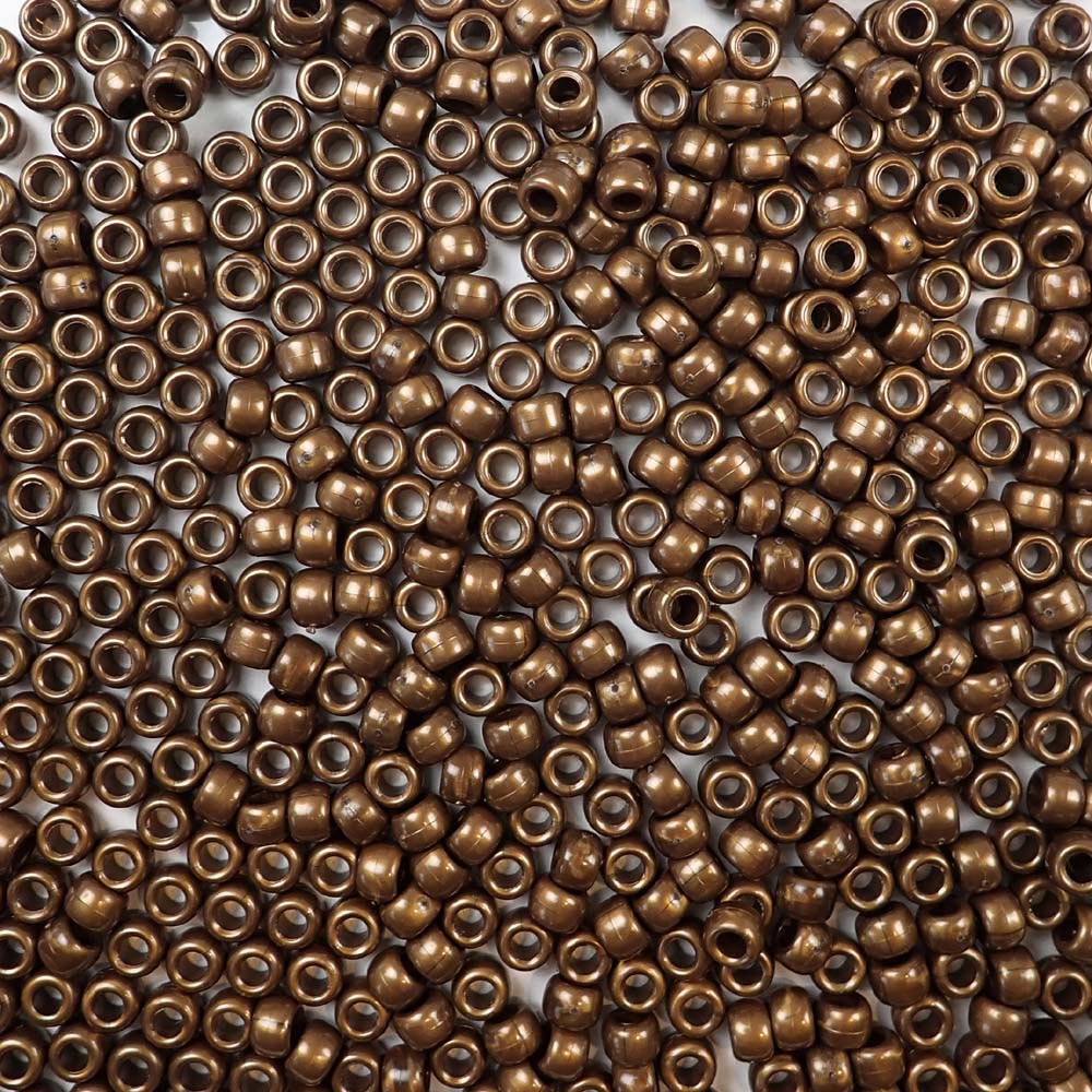 6 x 9mm plastic pony beads in antique bronze pearl