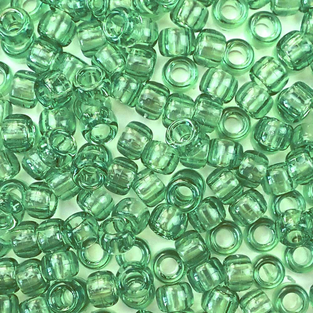 transparent peridot green 6 x 9mm plastic pony beads in bulk
