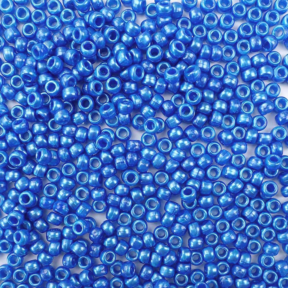 6 x 9mm plastic pony beads in dark blue pearl