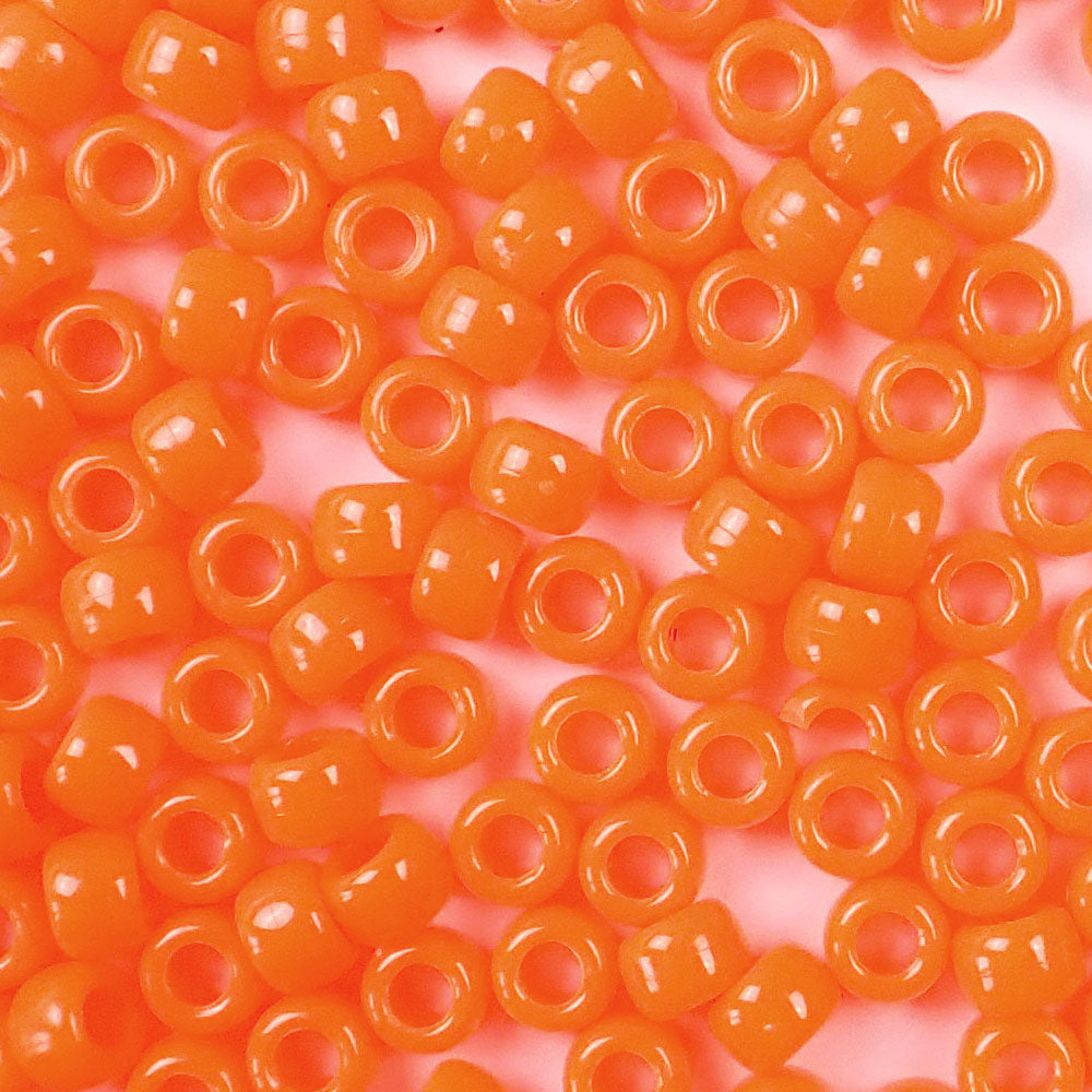 neon orange 6 x 9mm plastic pony beads in bulk