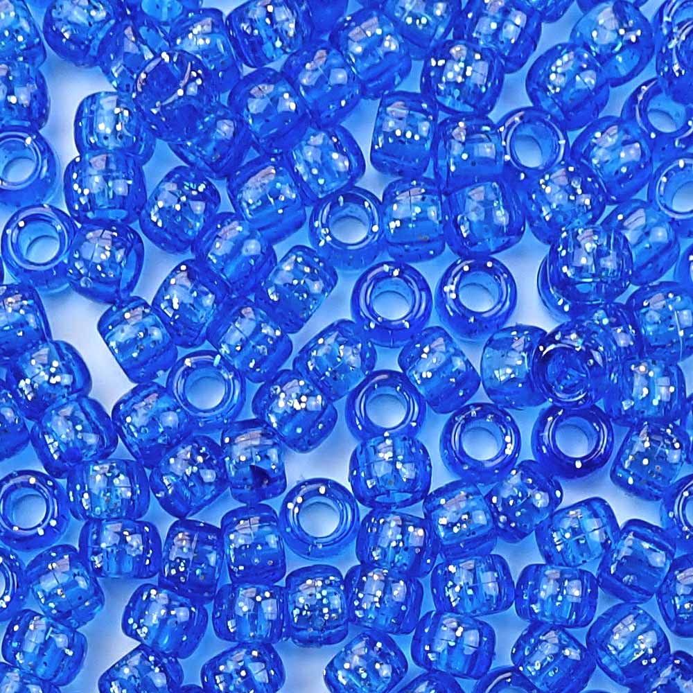 dark blue sapphire glitter 6 x 9mm plastic pony beads in bulk
