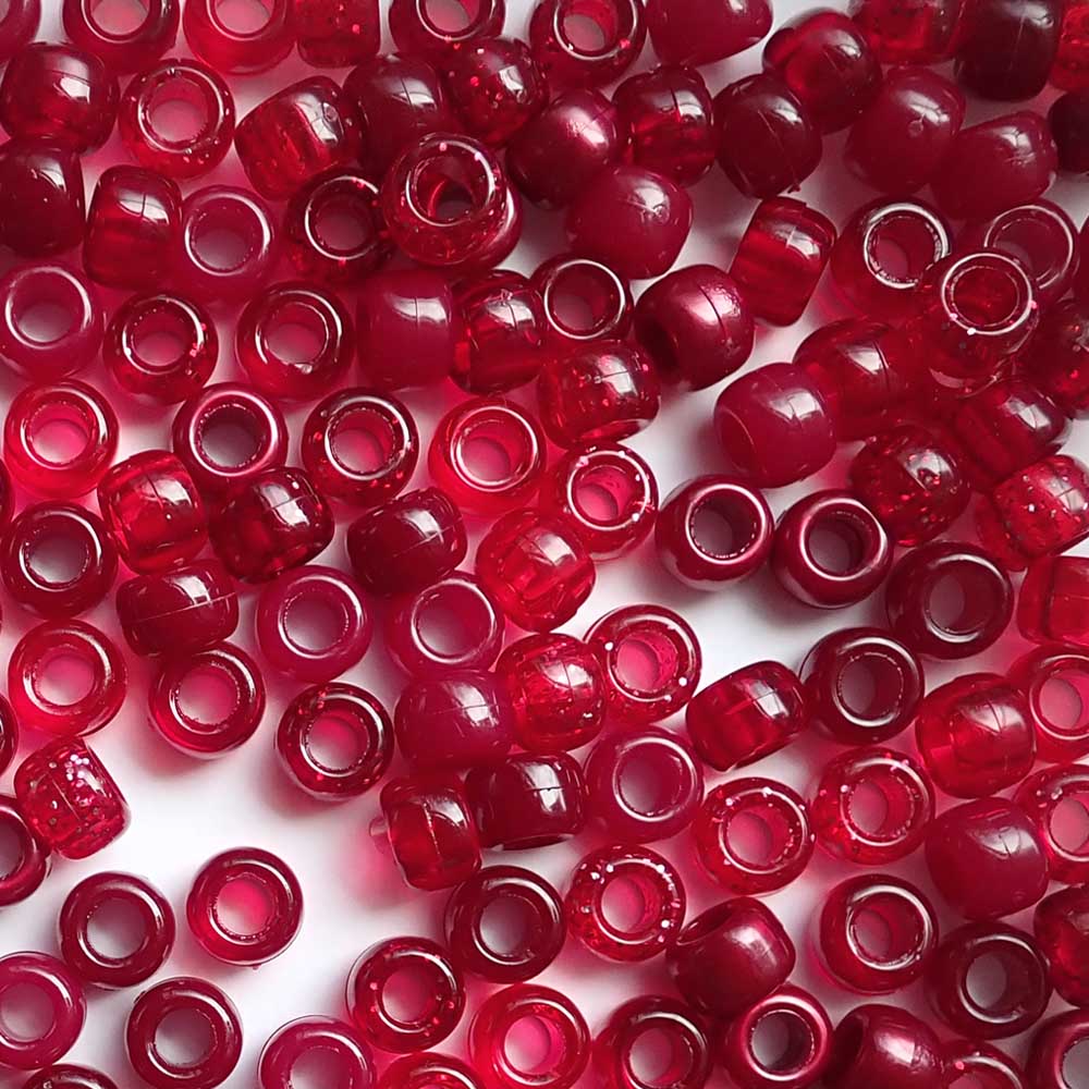 berry inspired red and dark red colors of 6 x 9mm plastic pony beads